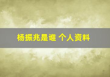 杨振兆是谁 个人资料